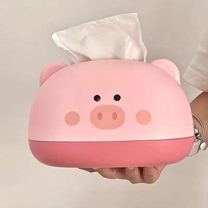 Cute Piggy Plastic Tissue Dispenser Napkin Holder for Bathroom, Home, Kitchen, Office, and Car