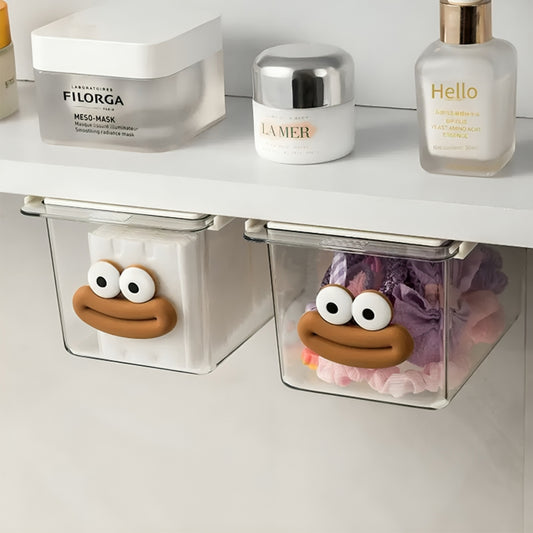 Cute Wall-Mounted Storage Box Transparent Dust-Proof PP Plastic with Lids for Bathroom & Kitchen