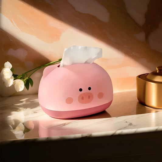 Cute Piggy Plastic Tissue Dispenser Napkin Holder for Bathroom, Home, Kitchen, Office, and Car