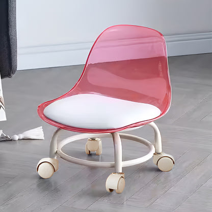 Sitting Stool with Wheels (Size: 33 * 33 * 36 cm) | Stool for Indoor Or Outdoor | Plastic Non-Slip Lightweight Stool | Chair for Office & Home (Light Pink)