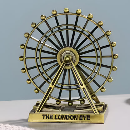 Metal The London Eye Antique Vintage Statue Decorative Showpiece for Home Decor (Gold)