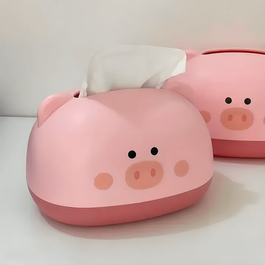 Cute Piggy Plastic Tissue Dispenser Napkin Holder for Bathroom, Home, Kitchen, Office, and Car