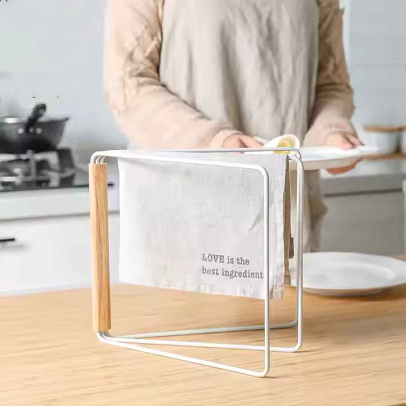 Dishcloth Drying Rack | 3 Arms Folding Dishcloth Holder for Home Kitchen (Size 28 x 4 x 26 cm) White