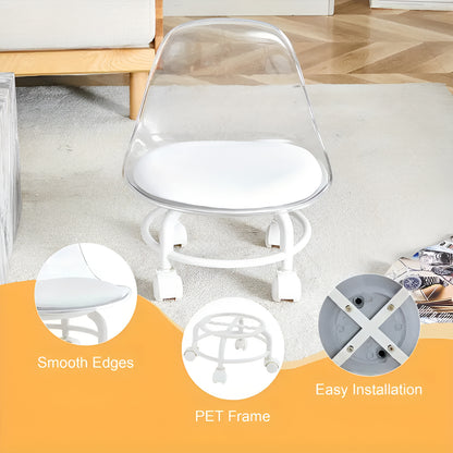 Sitting Stool with Wheels (Size: 33 * 33 * 36 cm) | Stool for Indoor Or Outdoor | Plastic Non-Slip Lightweight Stool | Chair for Office & Home (White)