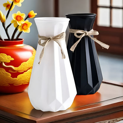 Plastic Flower Vases for Home Decor, Bedroom, Centrepiece Living Room, Office Decoration (White)