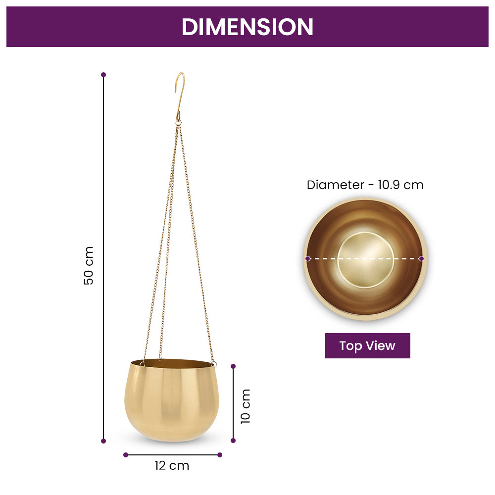 raj gold hanging planter Valencia Metal Hanging Planter Gold -Small – DecorTwist
