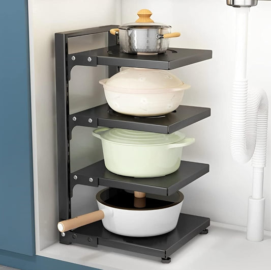DecorTwist® Adjustable Carbon Steel Pot & Pan Organizer Rack