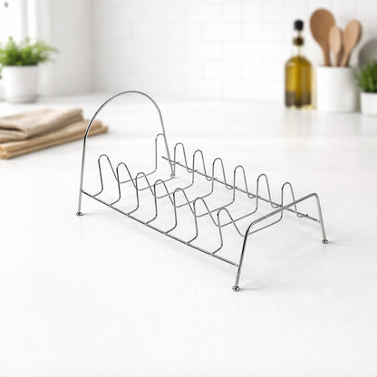 DecorTwist Stainless Steel Modular Plate Stand for Kitchen | Heavy-Duty Dish & Thali Organizer | Rust-Resistant Chrome Finish (Style 6)