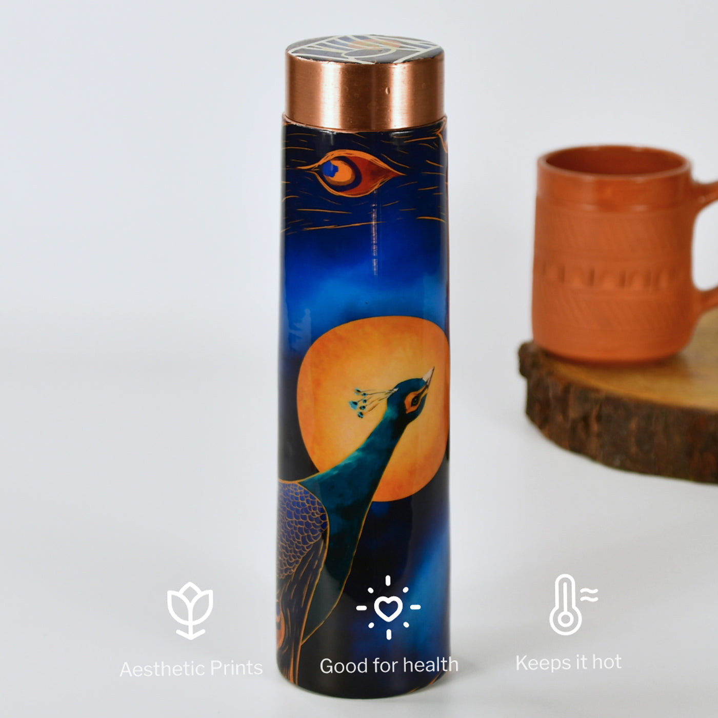 Copper Bottle Peacock Stylish Kitchenware Art for Home Decor and Storage
