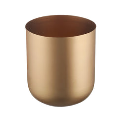 Chic Golden and Brown Cylindrical Metal Mini Planter (Set of 2)