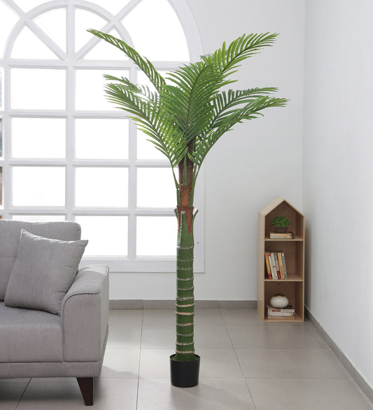 Artificial Areca Plam Plants Tree for Home Decoration  Living Room Office Big/Medium Size with Pot (200 cm Tall, Green)