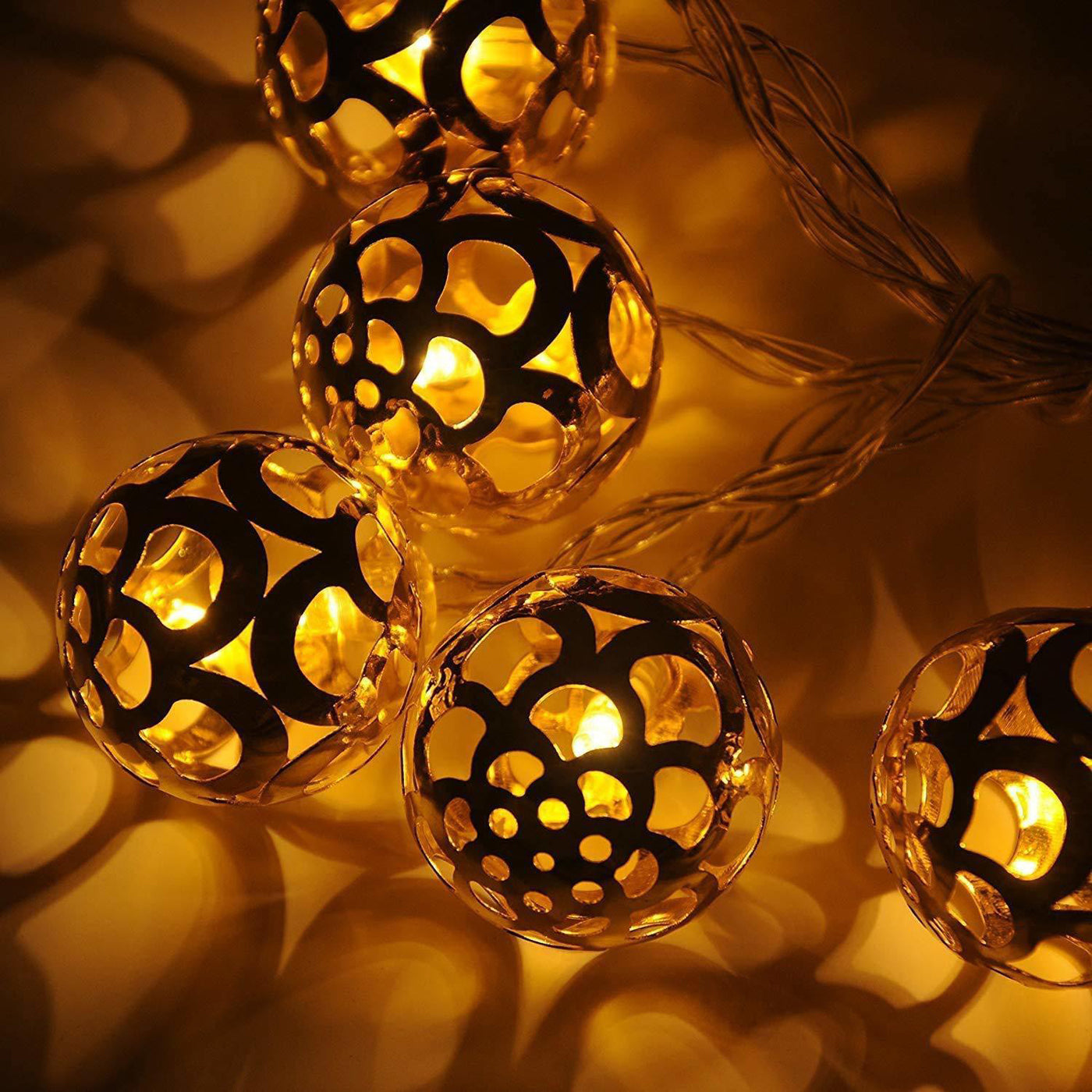 DecorTwist LED Matel Rice Light for Home and Office Decor| Indoor & Outdoor Decorative Lights|Diwali |Wedding | Diwali | Wedding | 3.18 MTR (Metal Golden Ball)