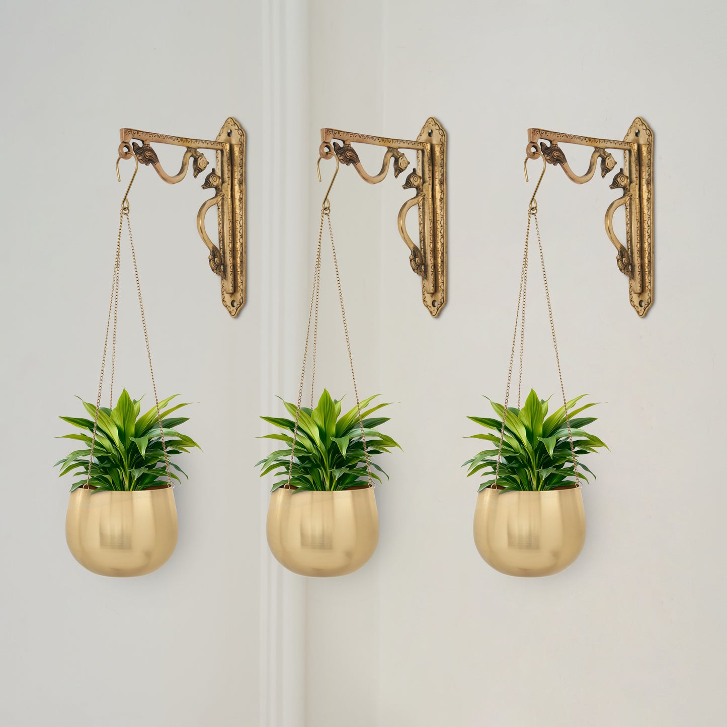 Valencia Metal Hanging Planter Gold -Small