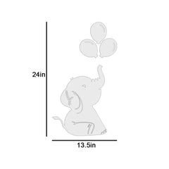 Baby Elephant Playing with Balloon Wooden Decorative Backlit for Kids Room Décor