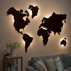 World Map Back Lit for Wall Decoration