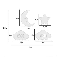 Sweet Dreams Moon & Star Wall Lamp Wooden Creative Wall Decorative Backlit Wall Hanging Kids room décor Light for Home and Office Décor