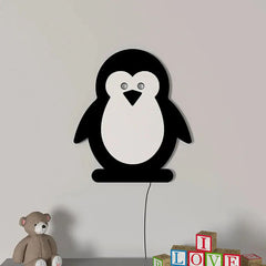 Baby Penguin Wall Lamp Wooden Creative Wall Decorative Backlit Wall Hanging Kids room décor Light for Home and Office Décor