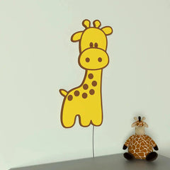 Baby Giraffe Wall Lamp Wooden Creative Wall Decorative Backlit Wall Hanging Kids room décor Light for Home and Office Décor