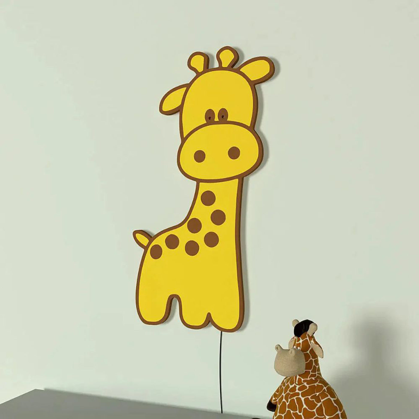 Baby Giraffe Wall Lamp Wooden Creative Wall Decorative Backlit Wall Hanging Kids room décor Light for Home and Office Décor