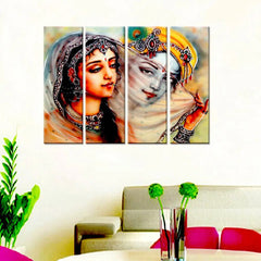 captivating sight of radha krishna captured in canvas wall painting