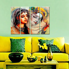 captivating sight of radha krishna captured in canvas wall painting