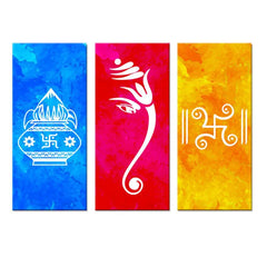 Ganesh Ji Trilogy | Canvas Painting | colorful painting set of three