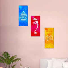 Ganesh Ji Trilogy | Canvas Painting | colorful painting set of three