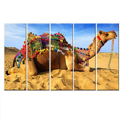 Rajasthani Vibe Four Panel Canvas Art Work | painting for dining hall