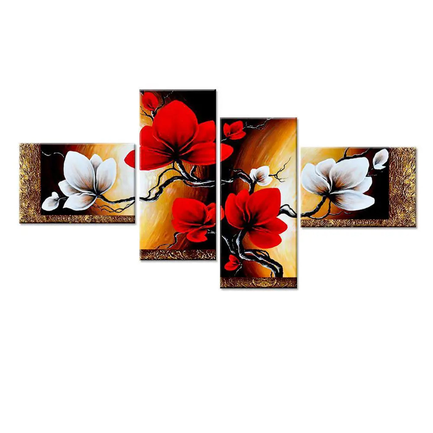Stroke of Nature's Artistry | Four Panel Wall Art Painting