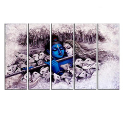 radha krishna painting | canvas painting | five panel wall art paintings