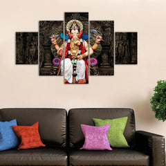 canvas painting of blessings | ganesh ji | five panel art work