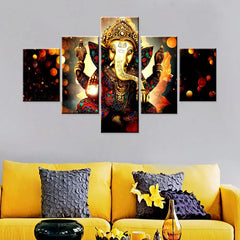 soothing lord ganesha's blessing shower captured in canvas wall painting