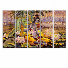 soothing wall art canvas painting of krishna ji for home decor