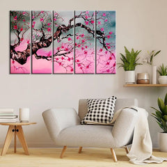 Blossoms of Elegance | Five Panel Wall Paintings | home decor | office decor