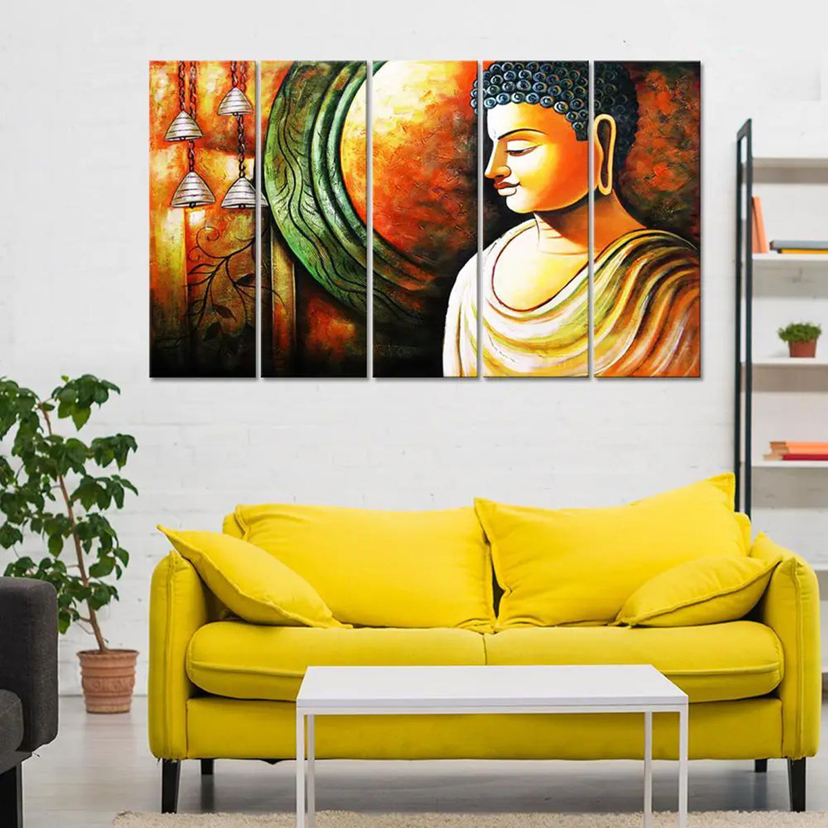 Peaceful Presence of Budhha in Four Panel Wall Art | wall painting | wall hanging