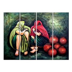rural culture wall painting | four panel wall hanging | home decors