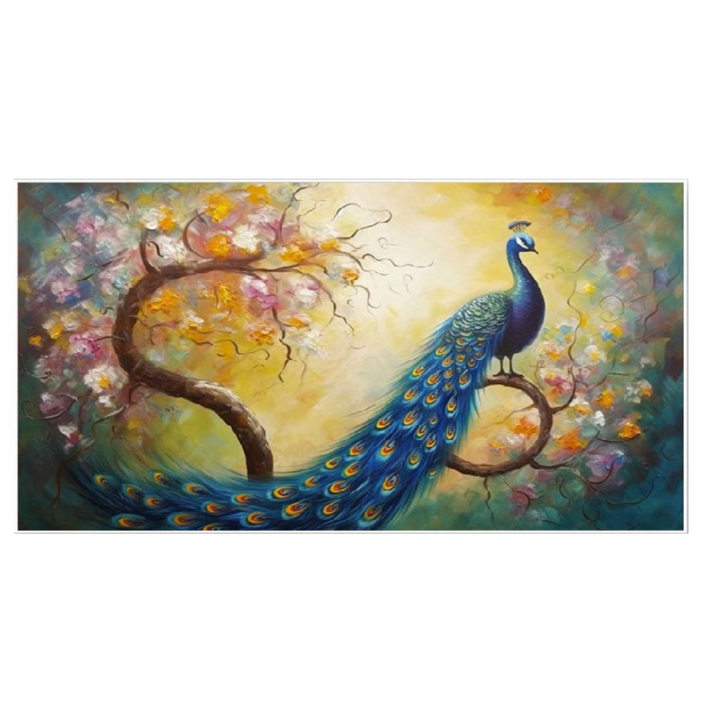 A Stunning Celebration of Nature's Beauty and Elegance Beautiful Peacock Canvas Wall Art Painting for Home and Office Decor (48 x 24 ) Inch