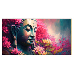 Nirvana Floating Framed Lord Buddha Canvas Wall Art for Home and Office Decor (48 x 24 ) Inch