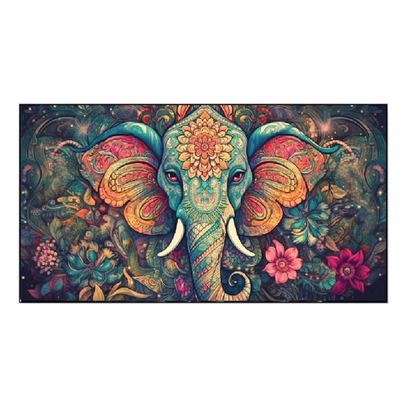 Gentle Majesty Elephant Head Floating Framed Canvas Wall Painting.