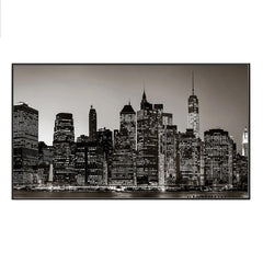 Night in Manhattan Floating Framed wall art Painting for Home and Office Decor (48 x 24) Inch