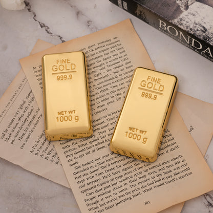 Set of 2 Gold Finish Metal Bar Paper Weight for Home Office Use