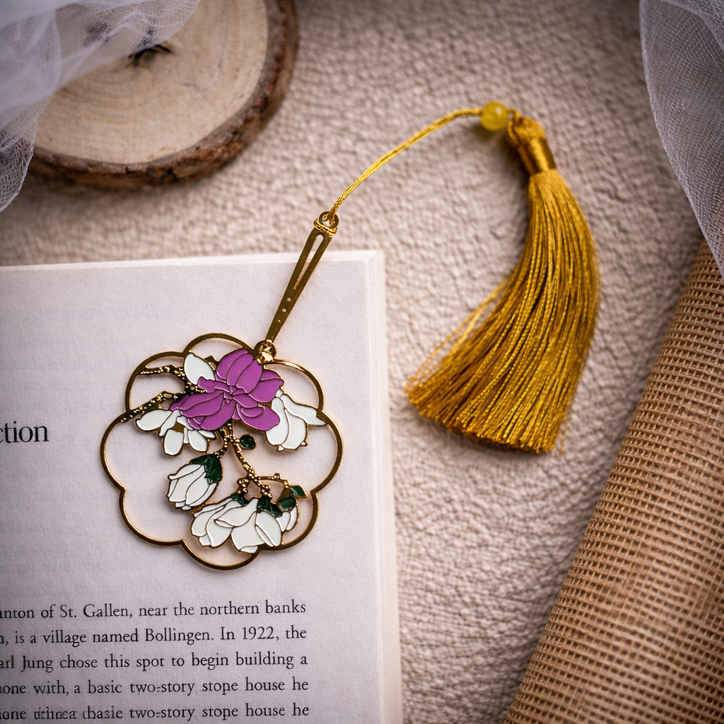 Brass Bookmarks Handcrafted Flower Design Multicolor Bookmark with Tassel Gift for Teachers, Readers , Book Lovers, Student