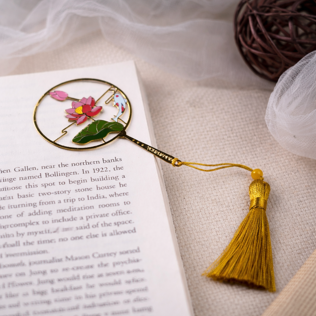 Brass Bookmarks Handcrafted Lotus Design Multicolor Bookmark with Tassel Gift for Teachers, Readers , Book Lovers, Student