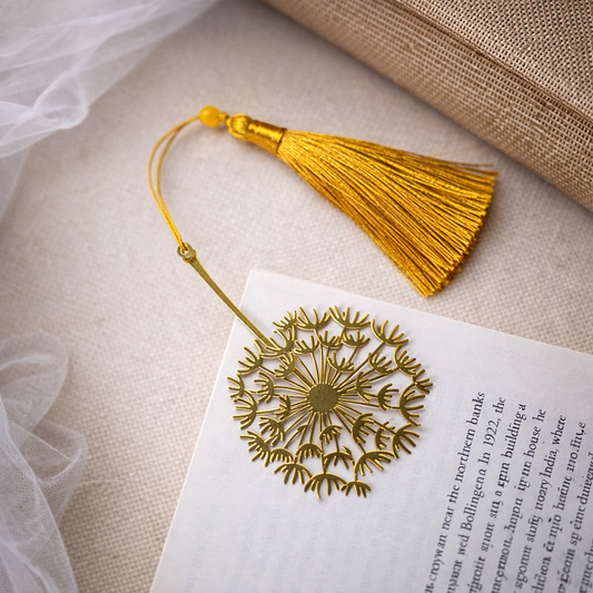 Brass Bookmarks Handcrafted Flower Design Gold Bookmark with Tassel Gift for Teachers, Readers , Book Lovers, Student