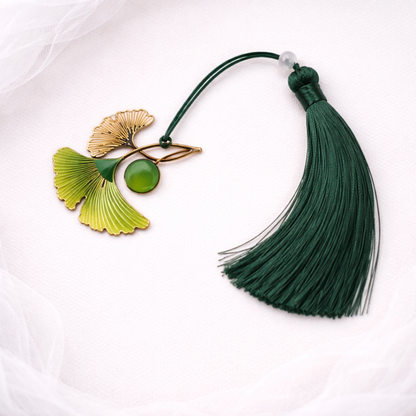 Brass Bookmarks Handcrafted Flower Design Green Bookmark with Tassel Gift for Teachers, Readers , Book Lovers, Student