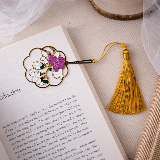Brass Bookmarks Handcrafted Flower Design Multicolor Bookmark with Tassel Gift for Teachers, Readers , Book Lovers, Student
