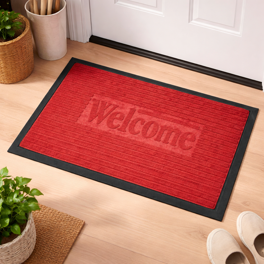DecorTwist PVC Door Mat 60x40 cm | Heavy Duty Indoor Outdoor Entrance Mat | 4mm Thick Anti-Slip Rubber Back | Waterproof Dust & Dirt Trapper Welcome Floor Mat