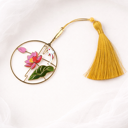 Brass Bookmarks Handcrafted Lotus Design Multicolor Bookmark with Tassel Gift for Teachers, Readers , Book Lovers, Student