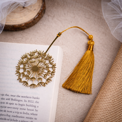 Brass Bookmarks Handcrafted Flower Design Gold Bookmark with Tassel Gift for Teachers, Readers , Book Lovers, Student