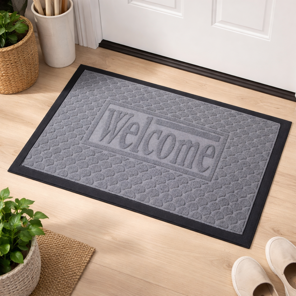 grey welcome mat